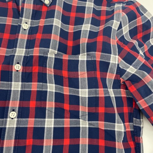 Bonobos Mens Size Medium Red Gingham Plaid Check Button Front Shirt Slim Fit - Picture 3 of 6